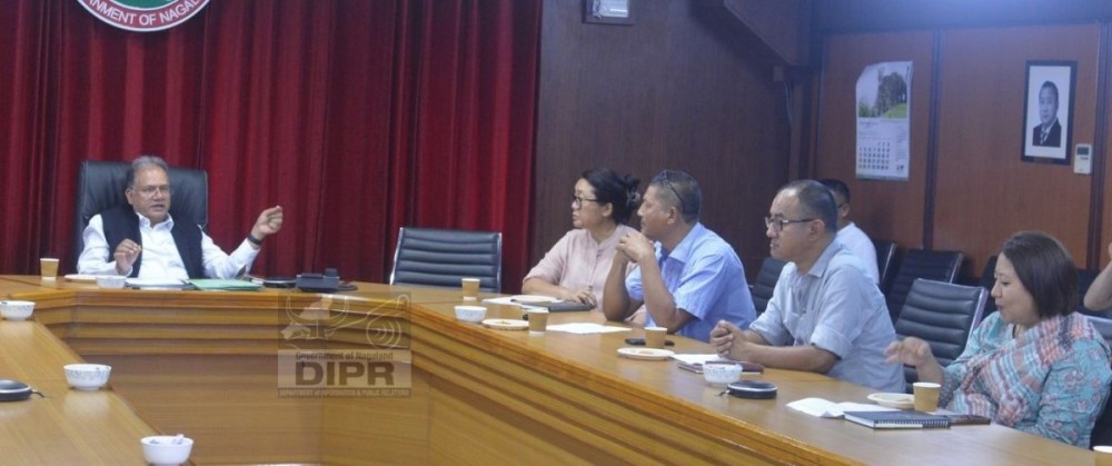 Chief Secretary, Dr J Alam, IAS chairs the review meeting with Nagaland Solar Mission at CS conference hall, Nagaland Civil Secretariat on May 28. (DIPR Photo)